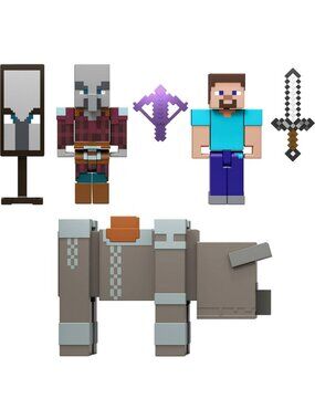 Minecraft Village Raid Playset with 3 Action Figures & Fun Accessories